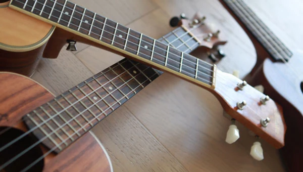 A collection of ukuleles