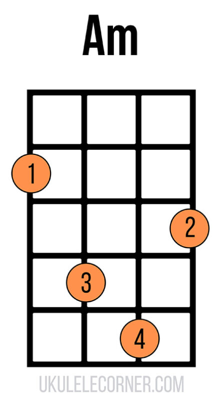 A minor chord at the second fret with the fingering 1-3-4-2