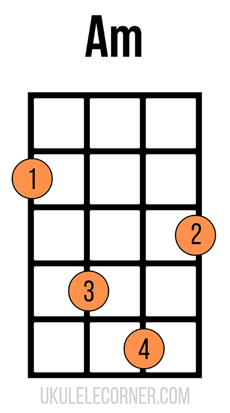 A minor chord at the second fret with the fingering 1-3-4-2