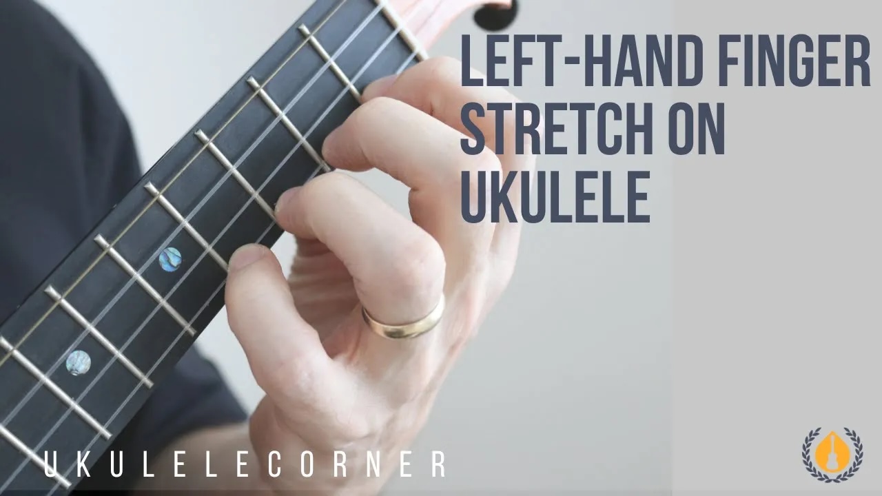 Left-hand finger stretch on ukulele